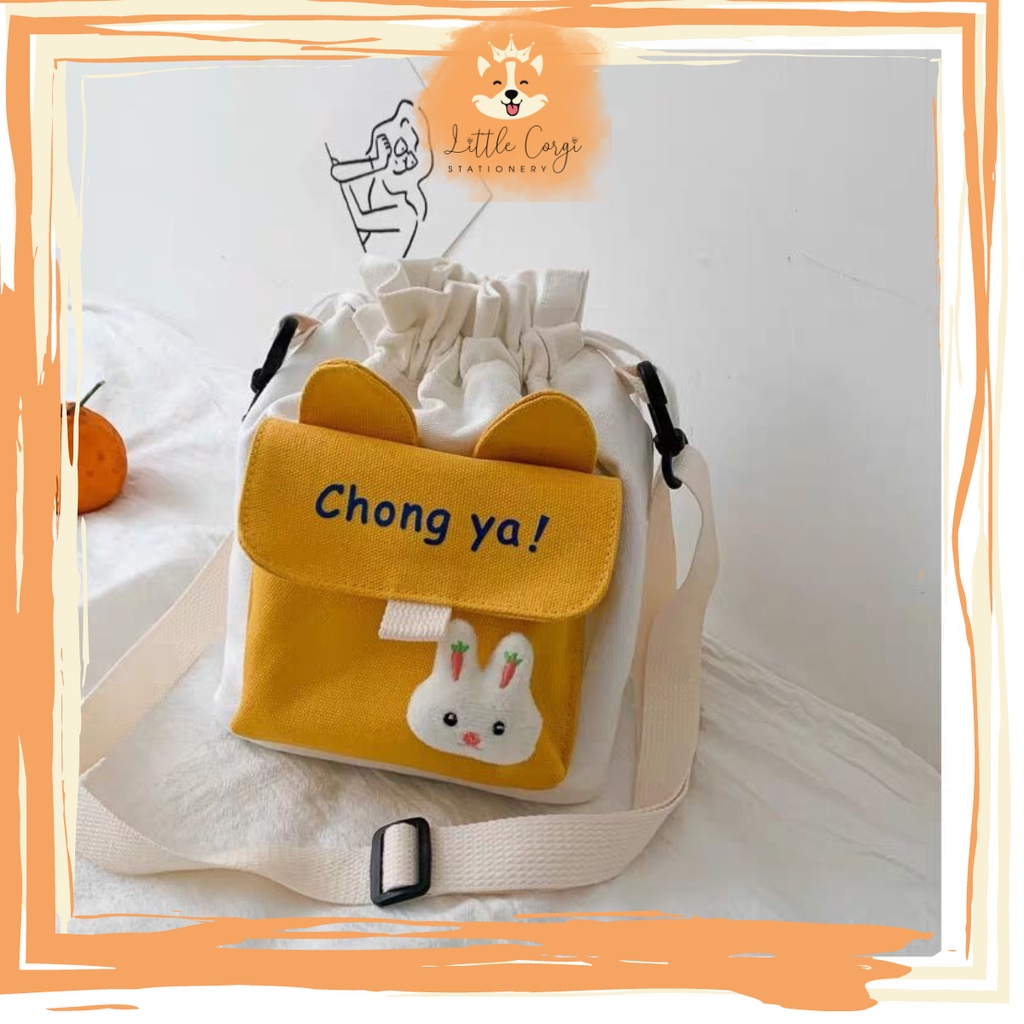Túi tote Canvas Đeo Chéo tai mèo Phong Cách Hàn Quốc Xinh Xắn nhiều màu lựa chọn - Corgi Shop