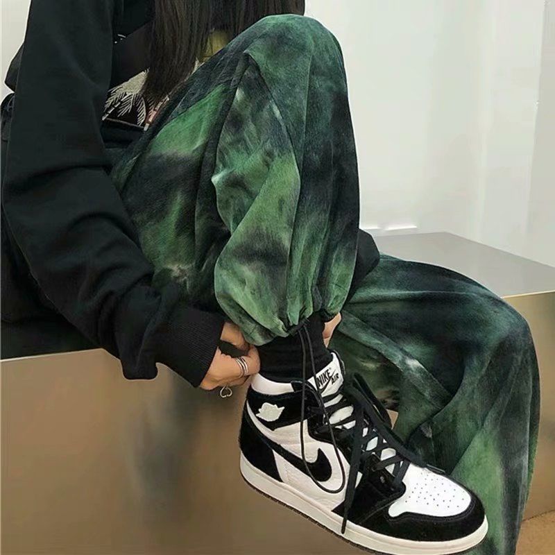 Quần Ống Rộng Màu Sắc Loang Màu Gradient Phong Cách Hip Hop Đường Phố 2022 Thời Trang Dành Cho Nữ Z630