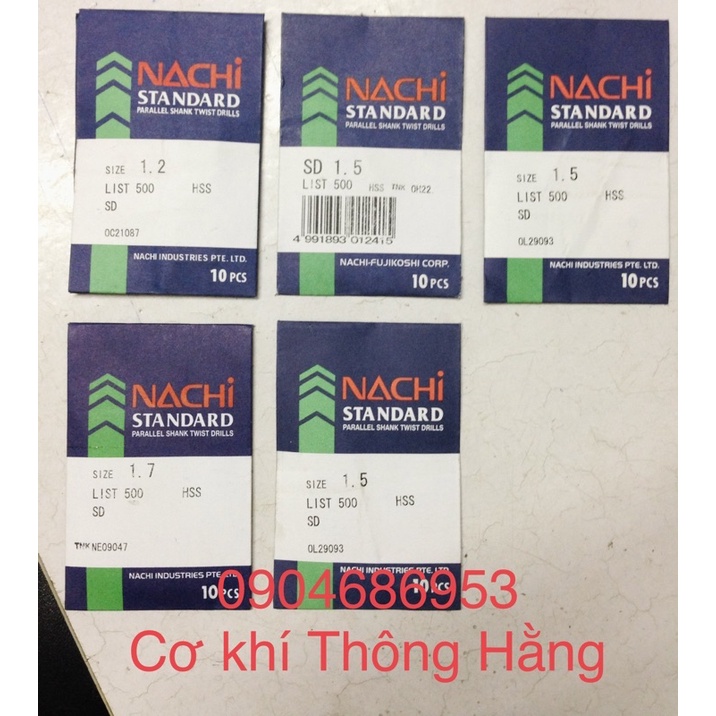 Khoan Nachi List-500 chuyên khoan thép phi 1-3mm, chất lượng cao.