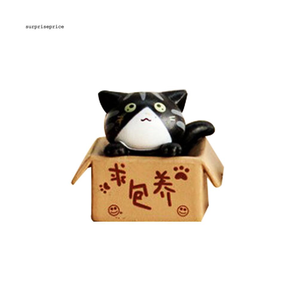 Mô hình hộp và chú mèo mini dễ thương trang trí vườn