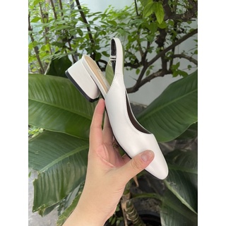 Slingback mũi vuông trơn dáng 3cm
