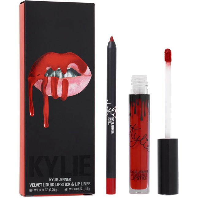 Kylie Jenner- Set Son Kem &amp; Chì Kẻ Viền Môi- Matte Liquid Lipstick &amp; Lip Liner