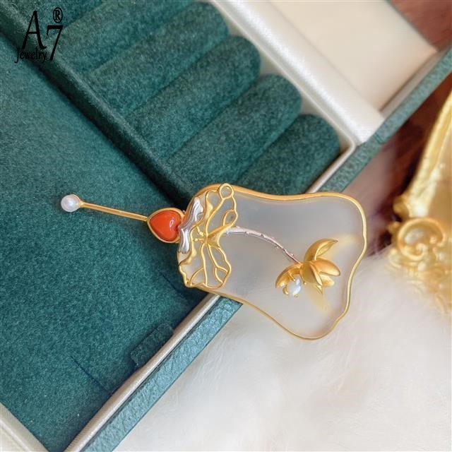 Ghim Cài Áo Hình Hoa Sen Đính Ngọc Trai Kiểu Mới Bắt Mắt Thời Trang Cho Nữ S925