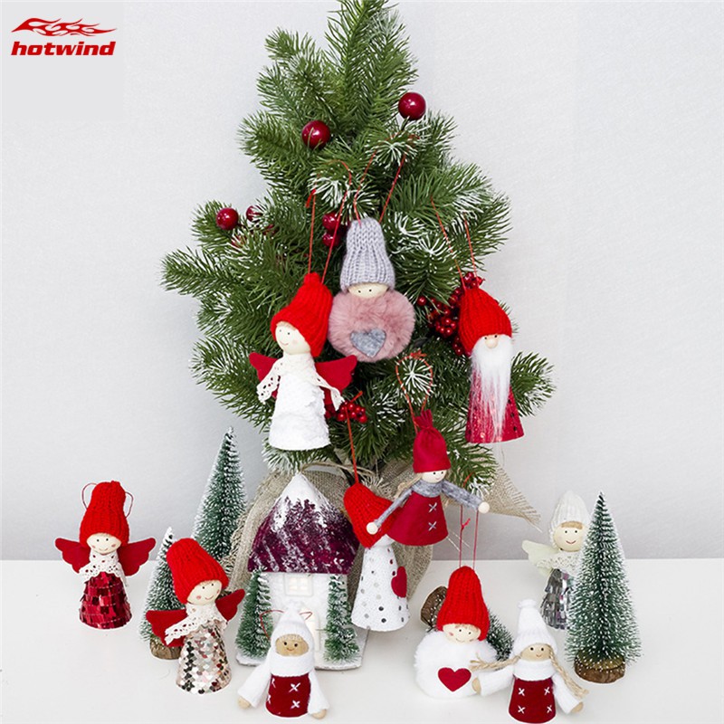 HW Christmas Decorations Mini Sequin Doll Christmas Tree Hanging Ornament Creative Pendants