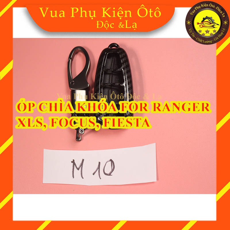 Ốp chìa khóa For Ranger XLS, Focus, Fiesta chìa gập-bọc khóa vân carbon oto M10