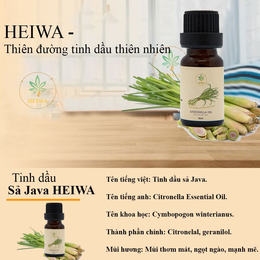 [NGUYÊN CHẤT] Tinh dầu Sả Java dung tích 5ML đuổi muỗi, thơm phòng thương hiệu HEIWA