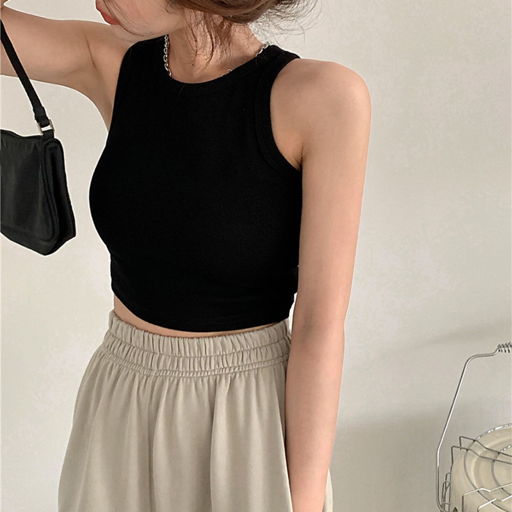 Áo ba lỗ croptop nữ co giãn ôm body cá tính, Áo 3 lỗ croptop cho mùa hè năng động Geleva GE923