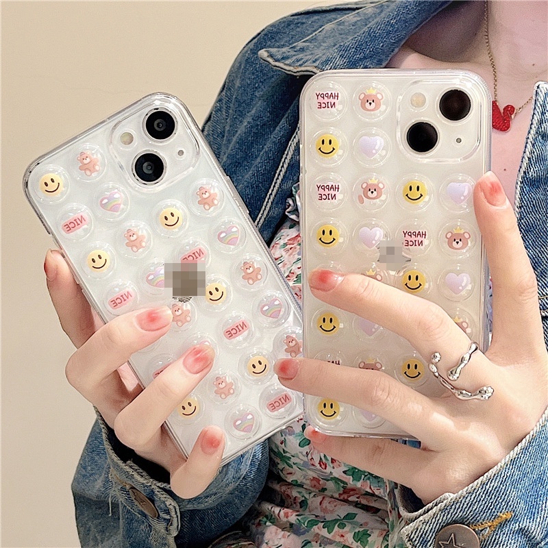Ốp lưng iphone Ốp Điện Thoại Trong Suốt Hình Mặt Cười Cho iphone13 14proPromax 678plus 6/6splus/7/7plus/8/8plus/x/xr/xs/11/14pro/13/pro/max/plus/promax Dinuo case