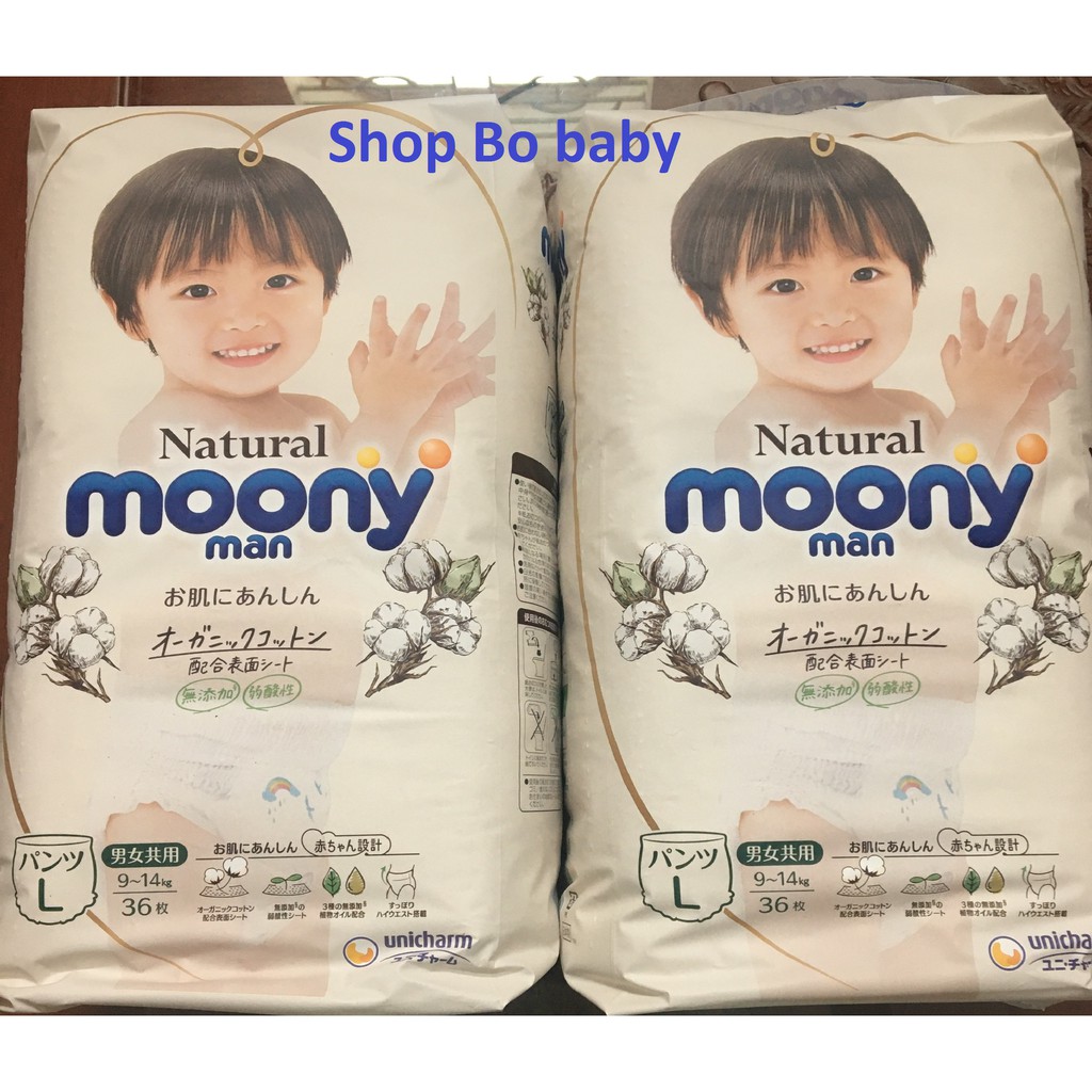 [Free Ship] Tã Bỉm Moony Natural Nội Địa Nhật Dán/Quần Dùng Cả Bé Trai, Bé Gái NB63/S58/M46/L38/L36/XL32