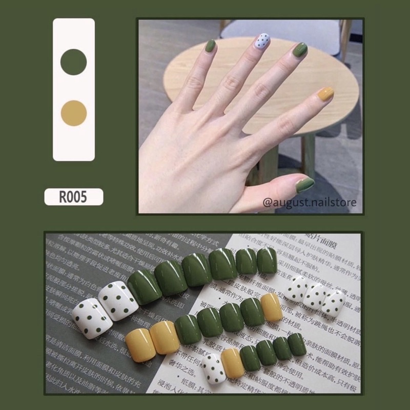 Mã R001 - R050 Set 24 móng tay giả kèm keo dán