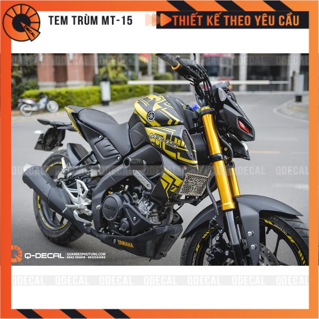 Tem trùm MT15 style đen vàng decal 3 lớp thiết kế theo yêu cầu