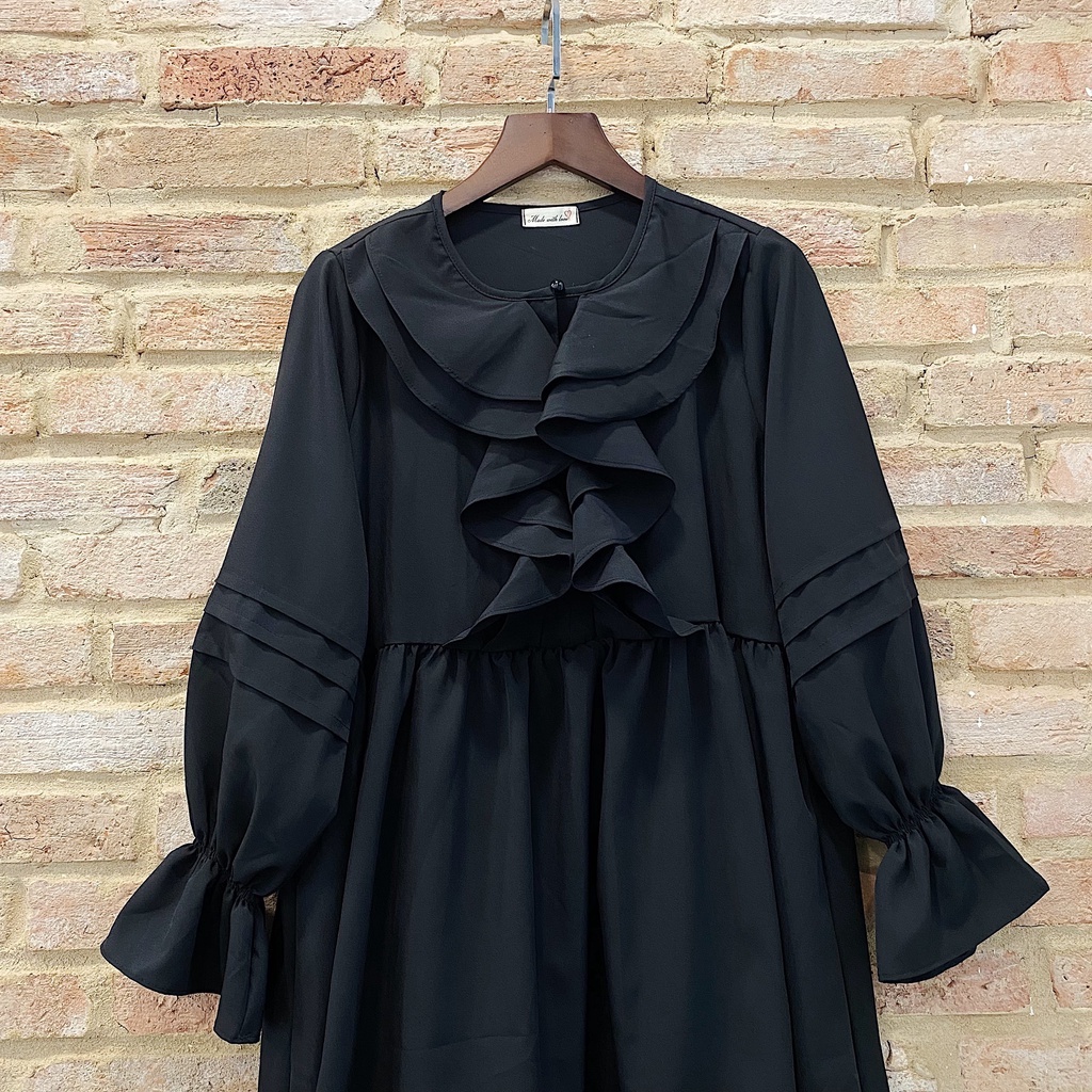 ĐẦM BABY DOLL ĐEN NHẤN BÈO NGỰC - BABYDOLL DRESS