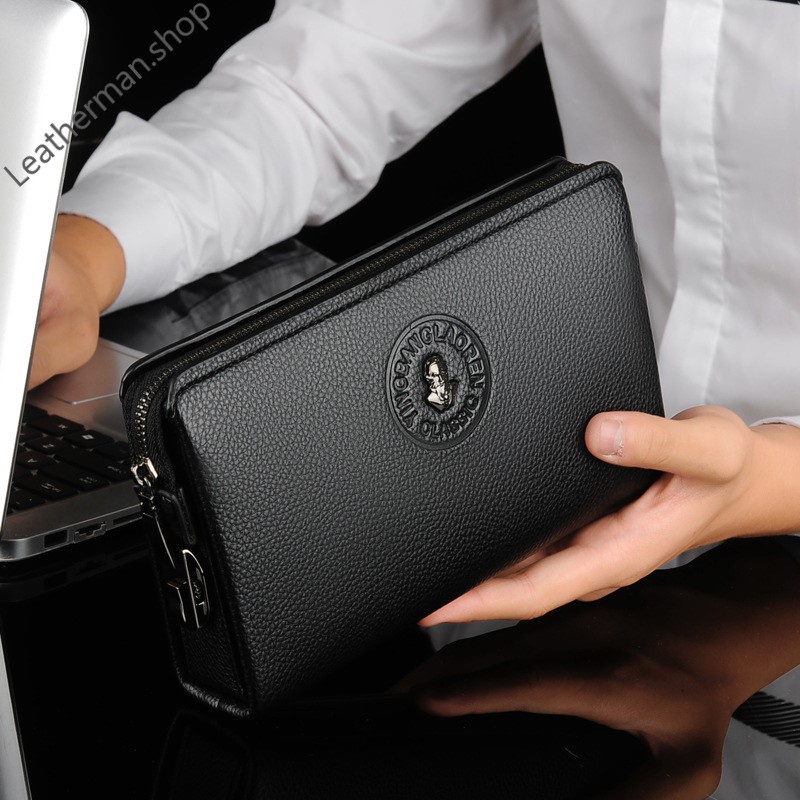 Ví cầm tay nam chất liệu da bò - Clutch nam khoá số cao cấp Hardenpolo