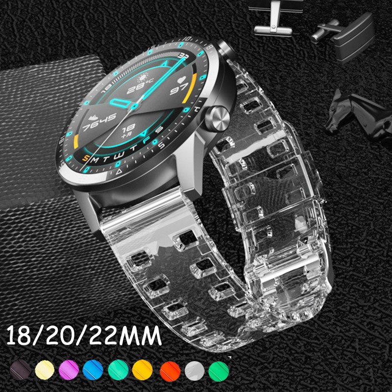 Dây Đeo Silicon Trong Suốt 18mm 20mm 22mm Cho Đồng Hồ Thông Minh Samsung galaxy watch 42 46mm gear s3 Huawei GT 2e honor magic