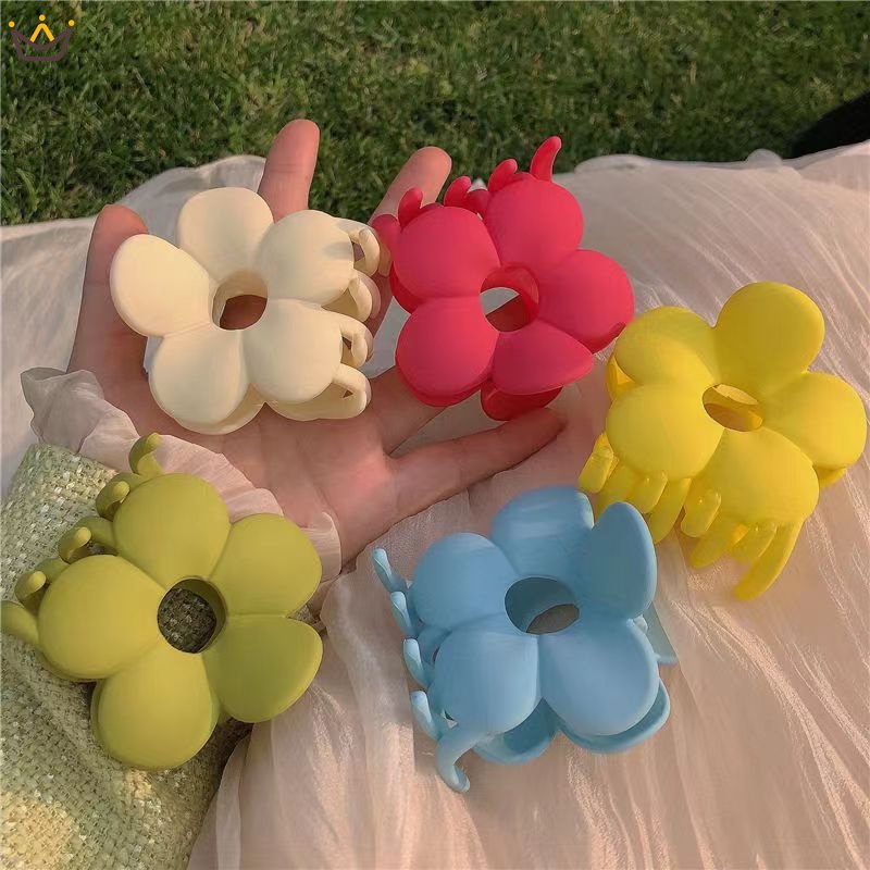 Kẹp Tóc Nhựa Hình Bông Hoa Màu Sắc Đơn Giản Dành Cho Nữ