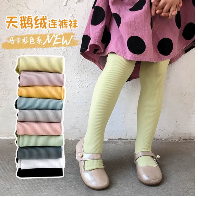 Quần Tất Vải Nhung Màu Trơn Xinh Xắn Dành Cho Bé Gái