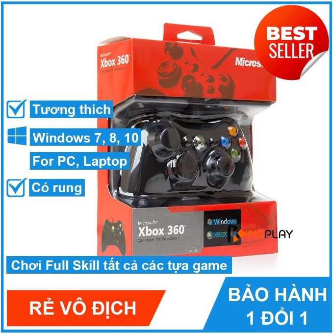 Tay cầm Chơi Game Xbox 360 có dây full box - Tay cầm chơi game PC, Laptop cực tối ưu, chơi full skill FO4, FO3 | BigBuy360 - bigbuy360.vn