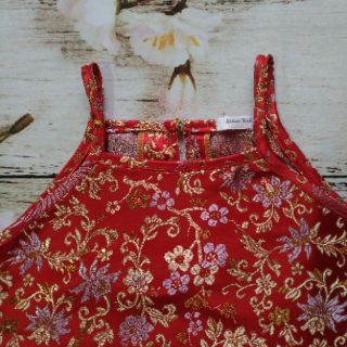 Bộ gấm hoa đỏ cho bé gái