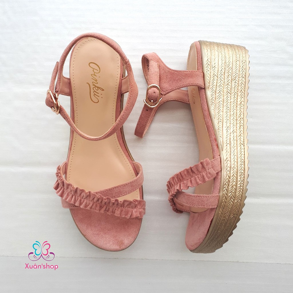 Sandal quai chéo Daphne, đế xuồng cao 5.5cm, quai viền bèo xinh xắn (có sẵn)