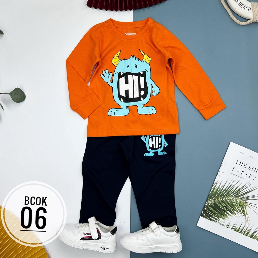 Bộ bé trai LITIBABY dài tay, chất cotton, size 2, 3, 4, 5, 6, 7 tuổi