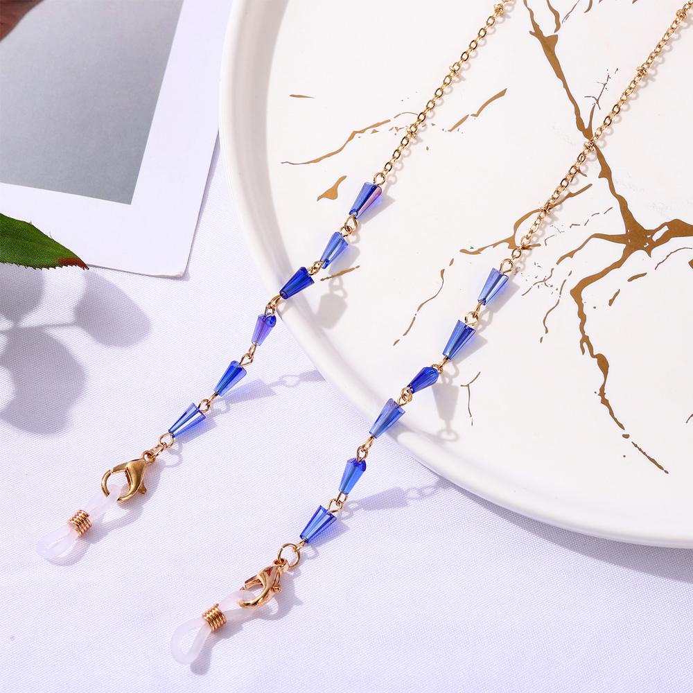 YVE Dây Đeo Mắt Kính Đính Hạt Pha Lê Kim Loại