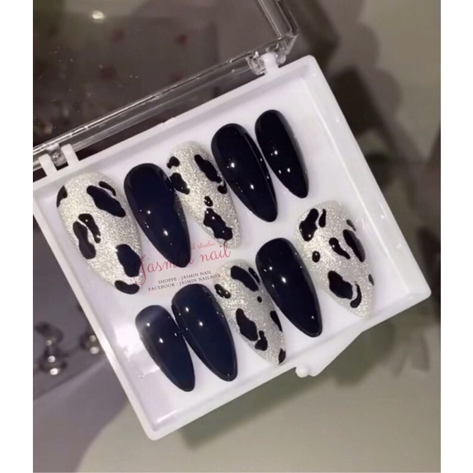 [NAIL BOX] Nailbox móng úp thiết kế sẵn mẫu mắt mèo kim cương vẽ beo có làm theo yêu cầu