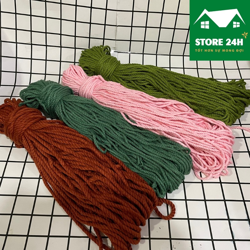 10 mét dây thừng cotton màu 1 xoắn, nguyên liệu làm macrame, làm rèm treo, phối màu đa dạng I Store 24h