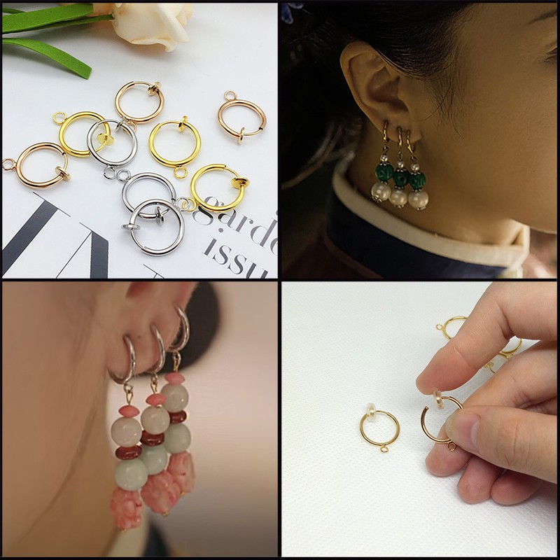 1 móc khuyên tai nhất nhĩ tam kiềm nhà Thanh chuẩn Diên Hy Công Lược không cần bấm lỗ nguyên liệu làm trang sức cổ trang