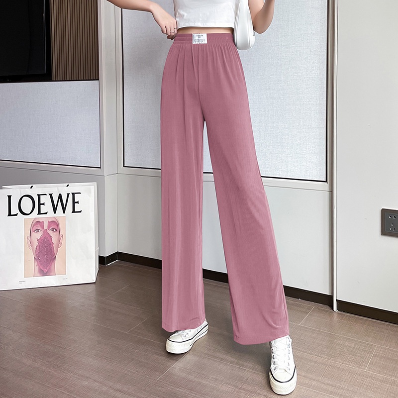 [Bánh Xe Lớn❤️Quần Lụa Lạnh Mỏng Ống Rộng Lưng Cao Thời Trang Mùa Hè Hàng Mới Dành Cho Nữ 2022