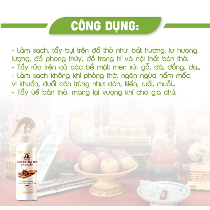 Nước lau bàn thờ tinh chất vỏ quế và các loại thảo mộc An An