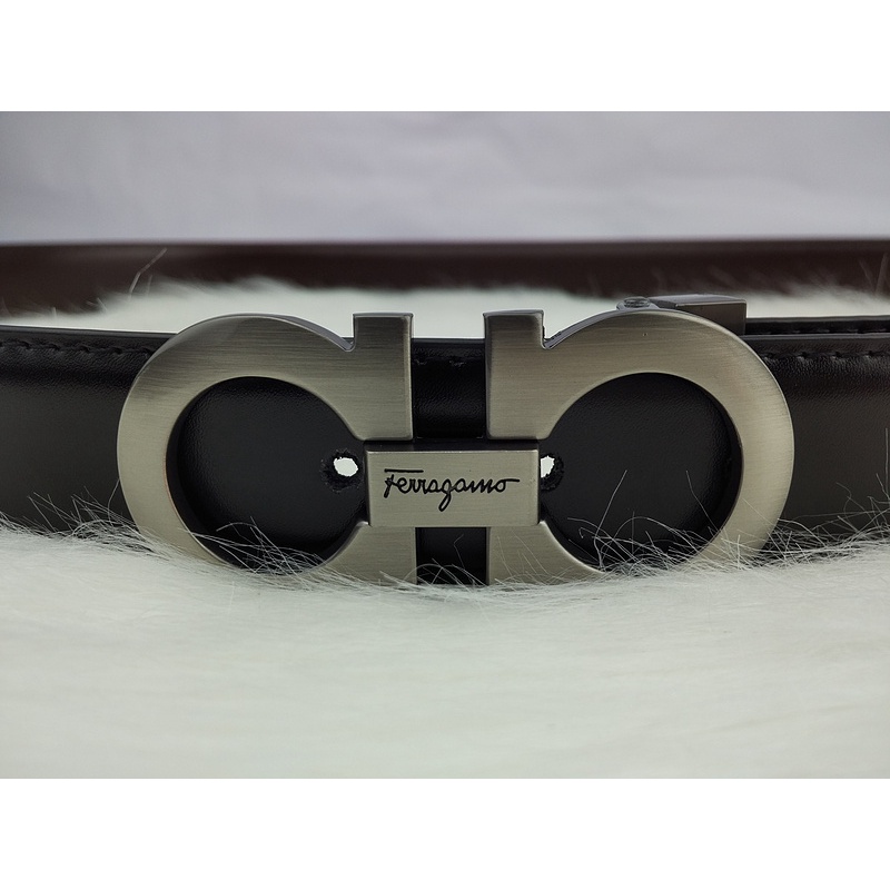 Thắt Lưng Ferragam-o Thắt Lưng Da Màu Xám Thời Trang Cho Nam