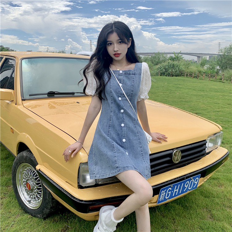 ( ORDER TAOBAO) VÁY BÒ CỔ VUÔNG TAY BỒNG