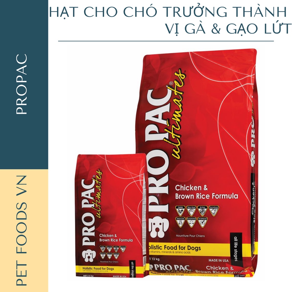 Hạt cho chó trưởng thành PROPAC Chicken &amp; Brown Rice 20kg vị Gà &amp; Gạo Lứt