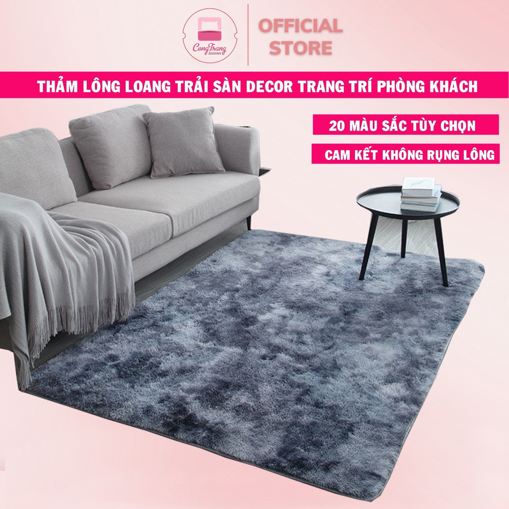Thảm Lông Loang Trải Sàn BIG SIZE khổ lớn - Trang Trí Lông Dầy cao cấp - Mặt Sau Chồng trơn trượt