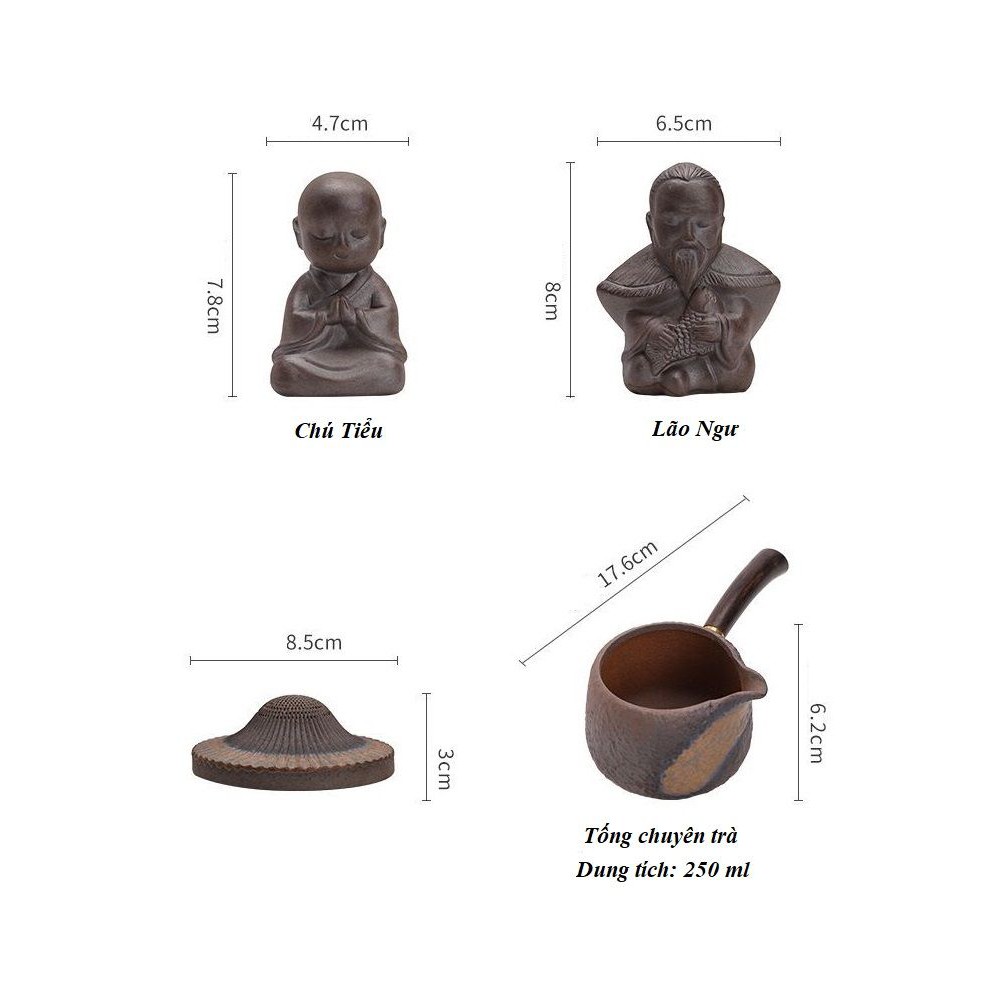 Bộ lọc trà và Tống chuyên trà bằng gốm Bizen Nhật Bản