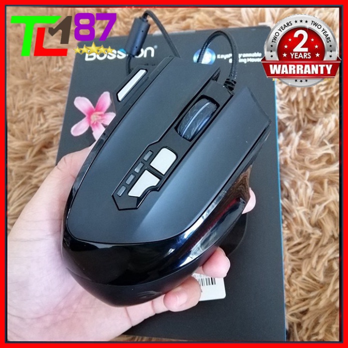 Chuột Máy Vi Tính Laptop Mouse Chơi Game BOSSTON GM900 Đèn LED 7 Màu - Chuột Gaming Có Dây Chuyên Game