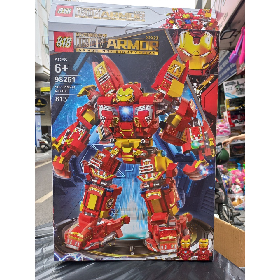 Lắp ráp -  98261 Xếp hình người sắt robot hulkbuster MK 85 siêu anh hùng 813 Khối