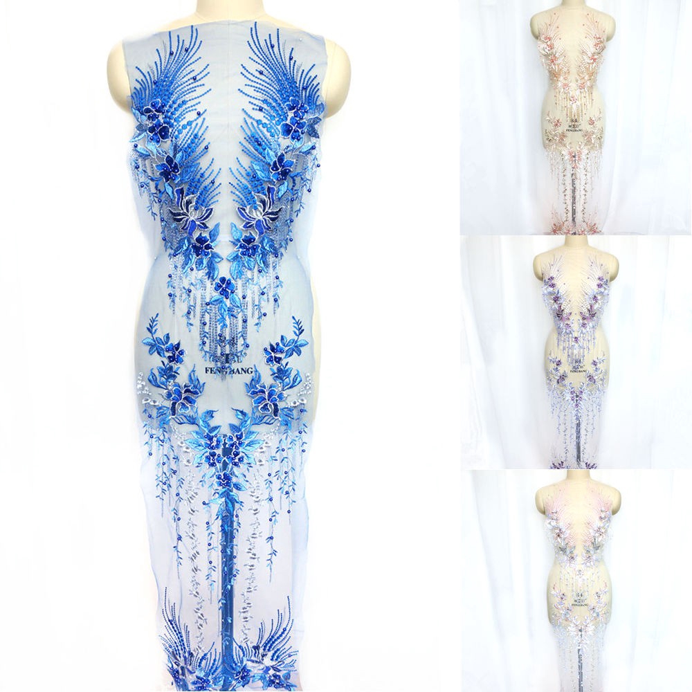 Vải Ren Thêu Đính Hạt Dùng May Vòng Cổ Áo Cô Dâu diy