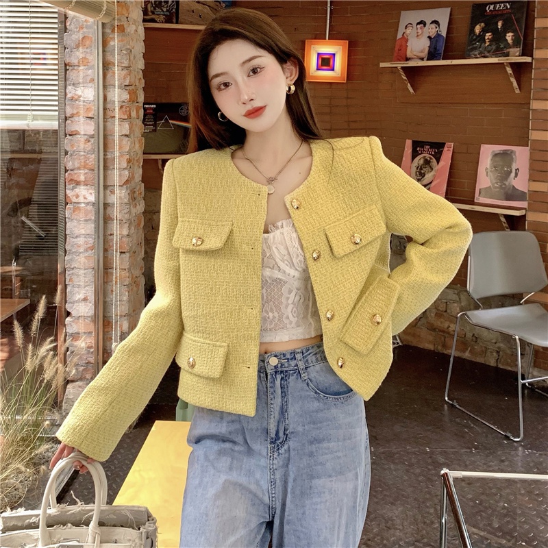 Áo dạ tweed dáng ngắn nữ Hàn Quốc ADN005