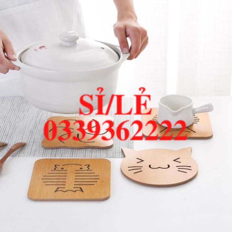 [ COCOLOVE ] Miếng lót nồi lót cốc bằng gỗ sang trọng  HAIANHSHOP