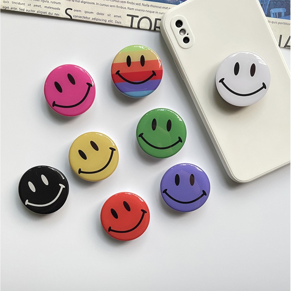 Chống điện thoại Popsocket họa tiết mặt cười SMILE in bóng dễ thương pop up đỡ cho dế yêu của bạn