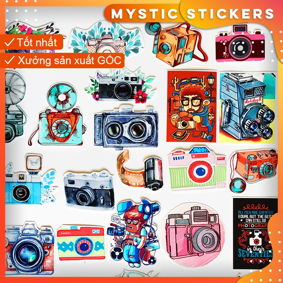 [CAMERA] 32 Sticker chống nước/ trang trí ,dán xe laptop mũ bảo hiểm vali...