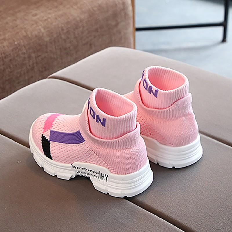 Giày thể thao dệt kim phong cách Hàn Quốc năng động thiết kế chống trượt cho bé