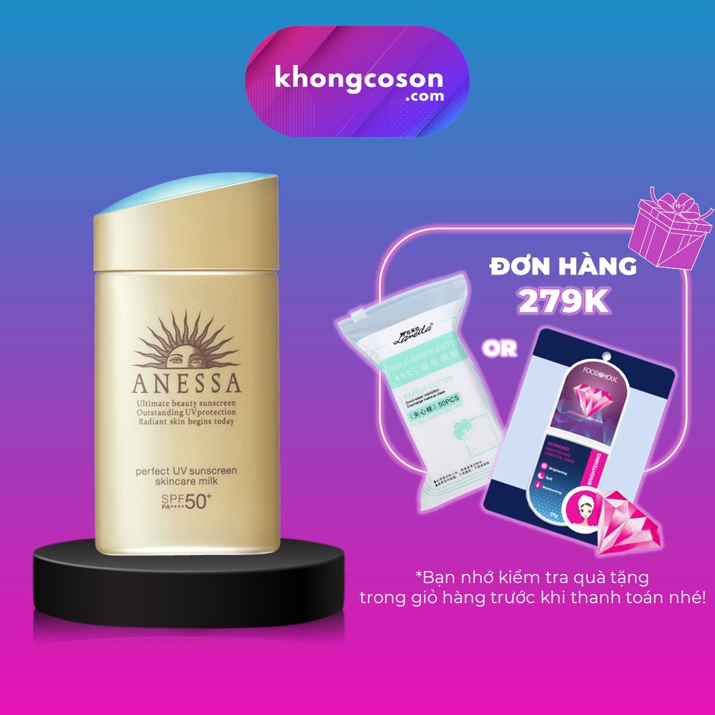 Kem Chống Nắng Vật Lý Toàn Thân Hoàn Hảo Anessa Perfect UV Sunscreen Skincare Milk 60ml - Khongcoson