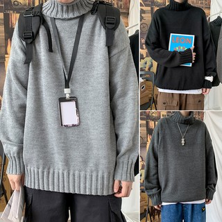 [OD] Áo len cổ lọ Nam Nữ dáng rộng(sẵn 2xl đen)