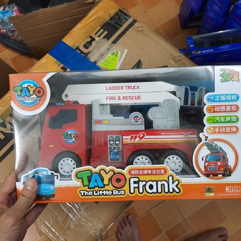 Mô hình xe cứu hỏa cỡ lớn có âm thanh và đèn nhân vật Frank trong phim Tayo The little bus