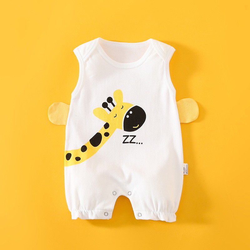 Bộ bodysuit cho bé Sát Nách body đùi chất cotton mềm mịn hình động vật đáng yêu mẫu quần áo sơ sinh từ 0-12 tháng