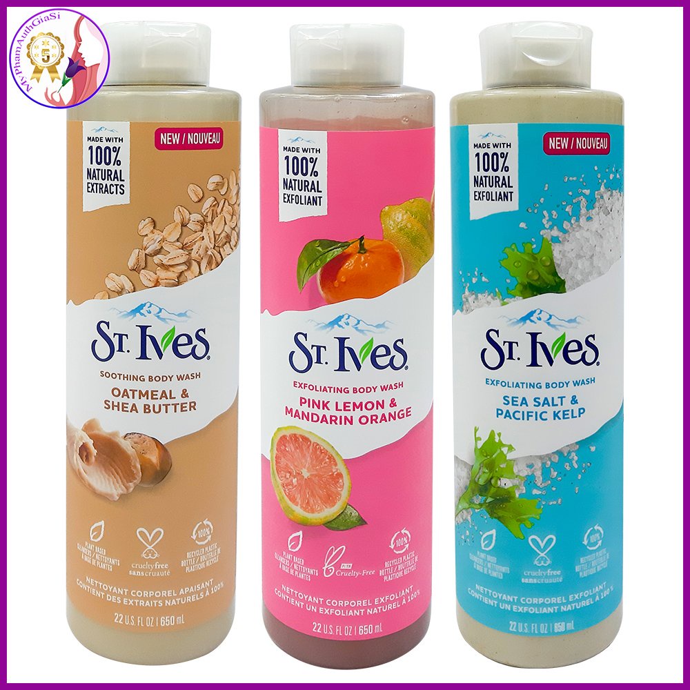 Sữa tắm ST.Ives dưỡng ẩm tẩy tế bào chết và làm chống lão hóa da 650ml Mỹ