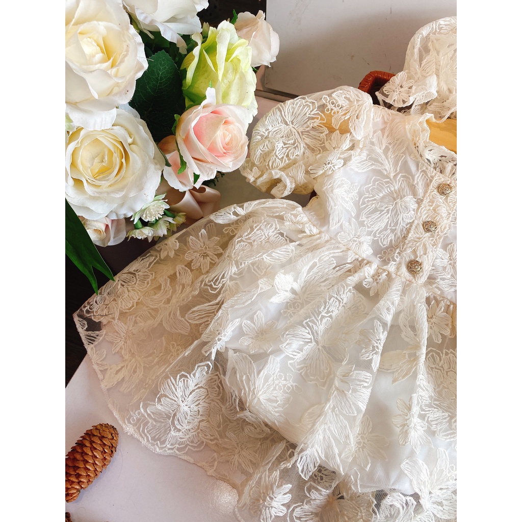 Body váy ren hoa công chúa cho bé đầy tháng, thôi nôi