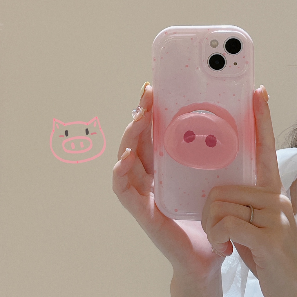 Ốp Điện Thoại Có Giá Đỡ Hình Chú Heo Cho Iphone 12 pro max 13 13 pro max11 pro max xs max xr x